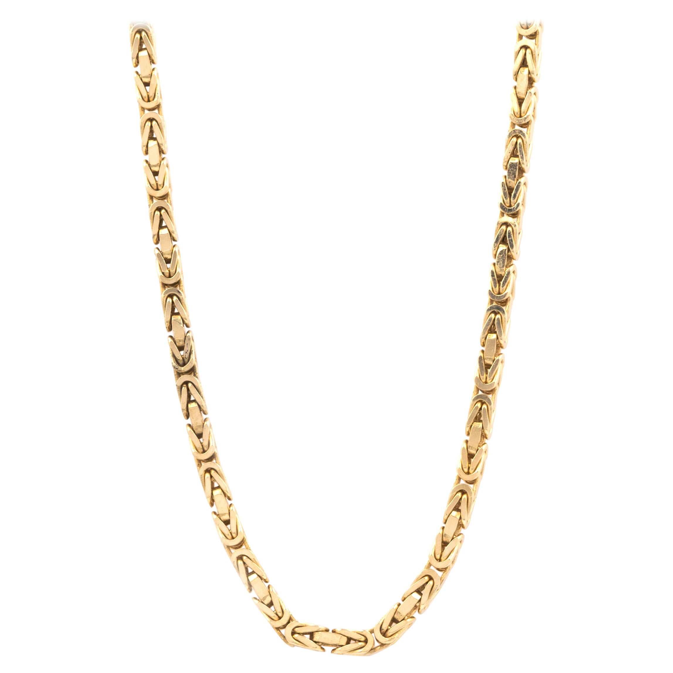 14 Karat Yellow Gold Square Byzantine Chain Necklace