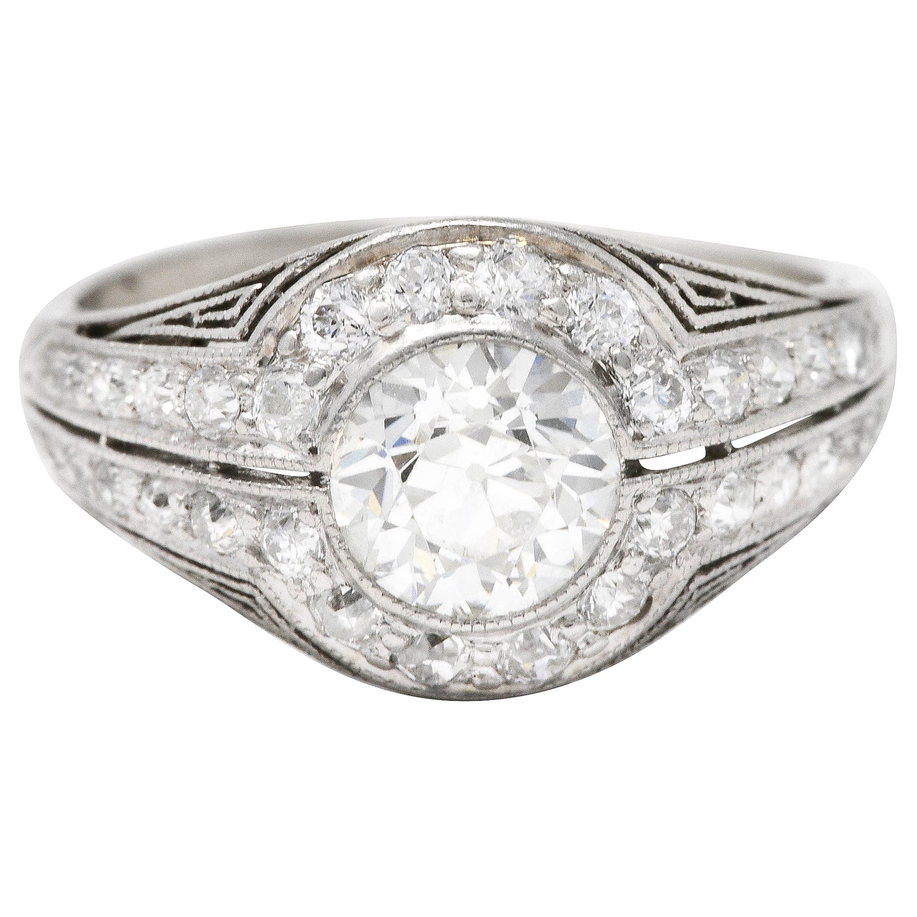 J.E. Caldwell 1.35 Carats Diamond Platinum Bombe Engagement Ring