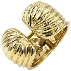 David Webb Gold Fluted Cuff Bracelet