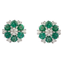 2.48cts Emerald & 0.47cts Diamond gold Earring