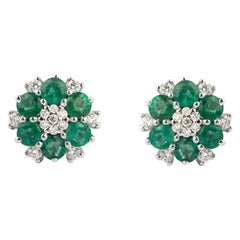 2.48cts Emerald & 0.47cts Diamond gold Earring 