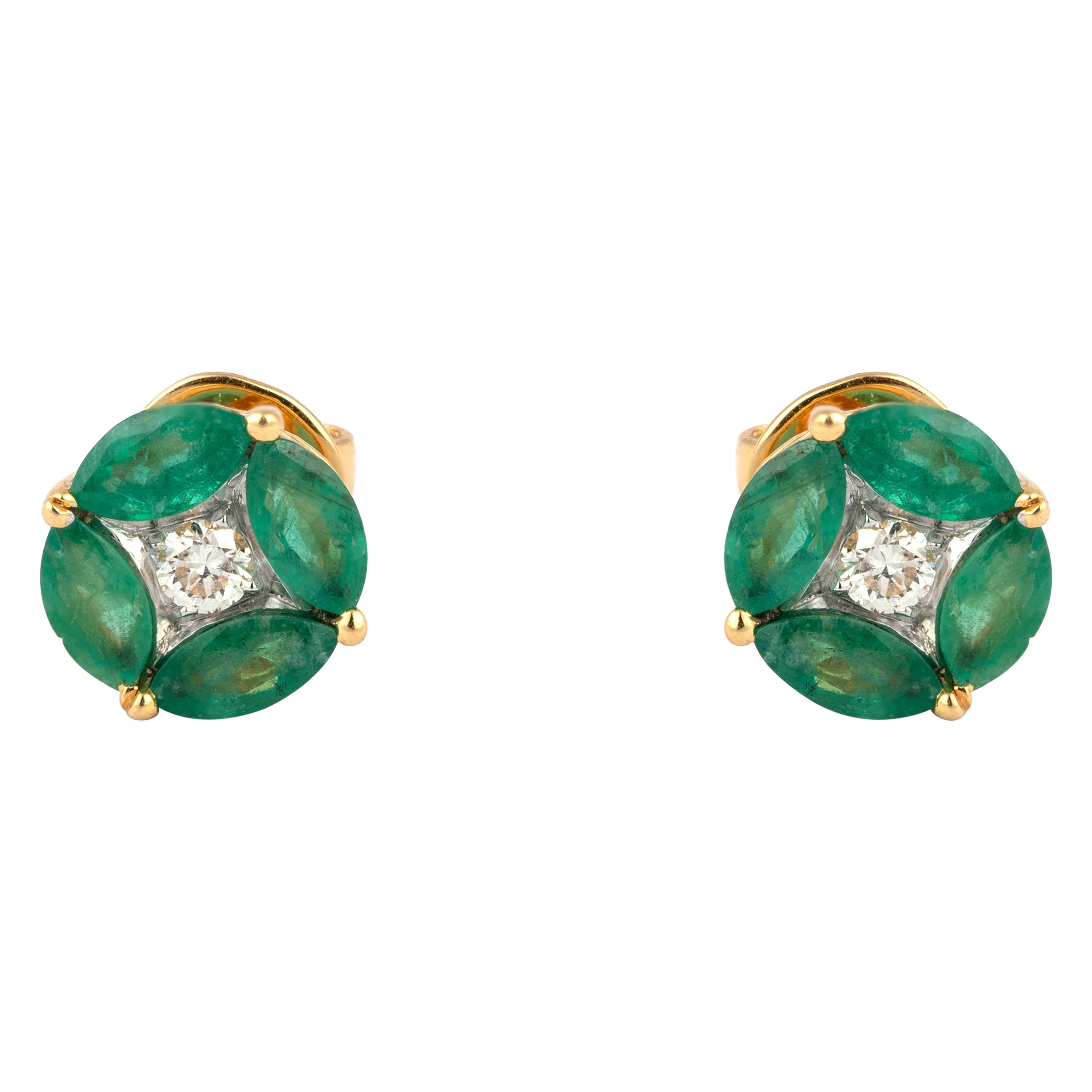 1.85cts Emerald & 0.17cts Diamond gold Earring