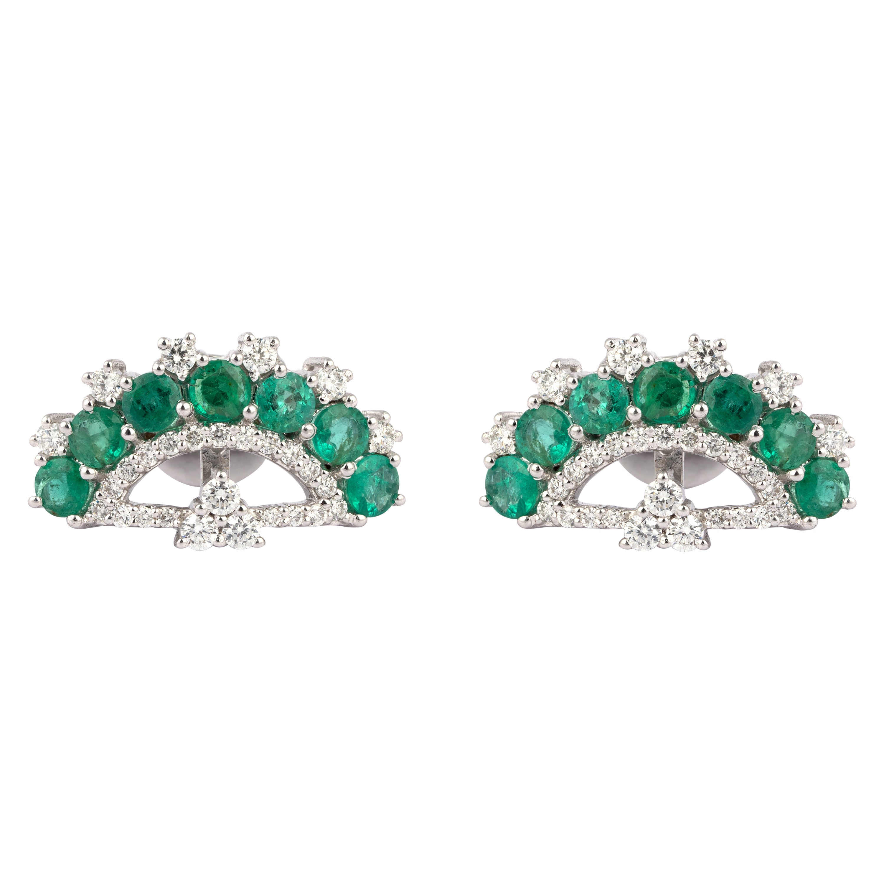 2.64cts Emerald & 1.03cts Diamond gold  Earring 