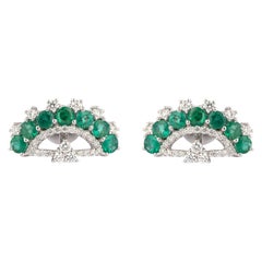2.64cts Emerald & 1.03cts Diamond gold  Earring 