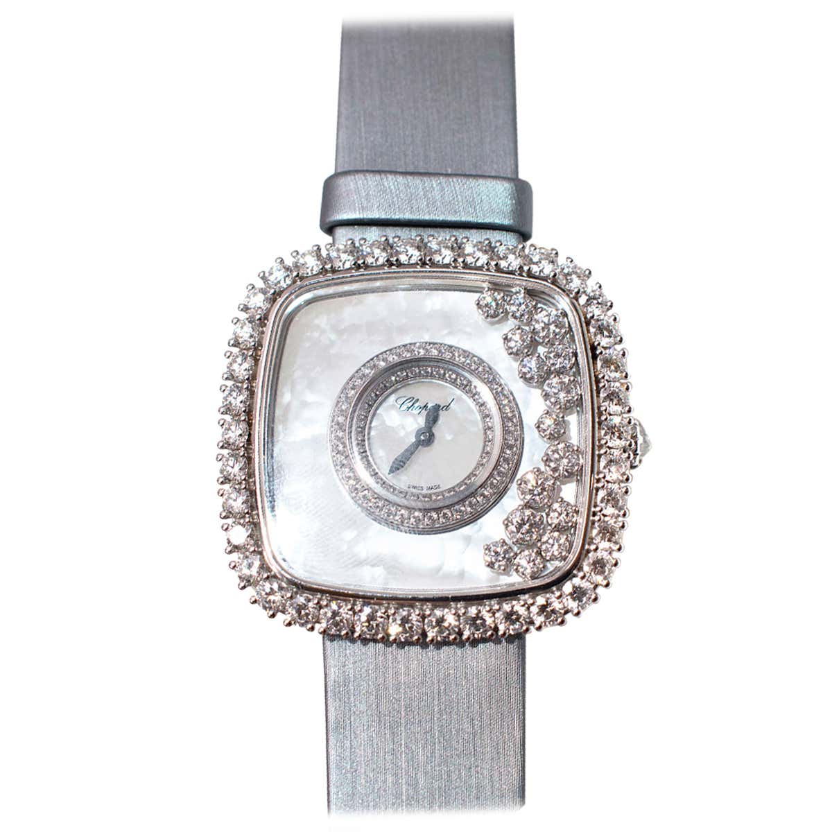 Chopard 18kt White Gold Happy Diamonds Square Limited Edition Watch For ...