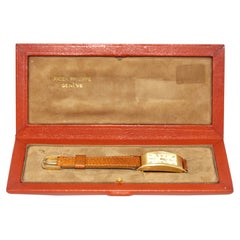 Retro Patek Philippe Rectangular Hour Glass Ref 1593 Wristwatch Original Box, 1955