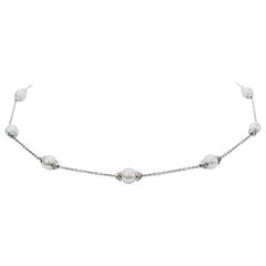 Michael B Pearl Diamond Platinum Necklace