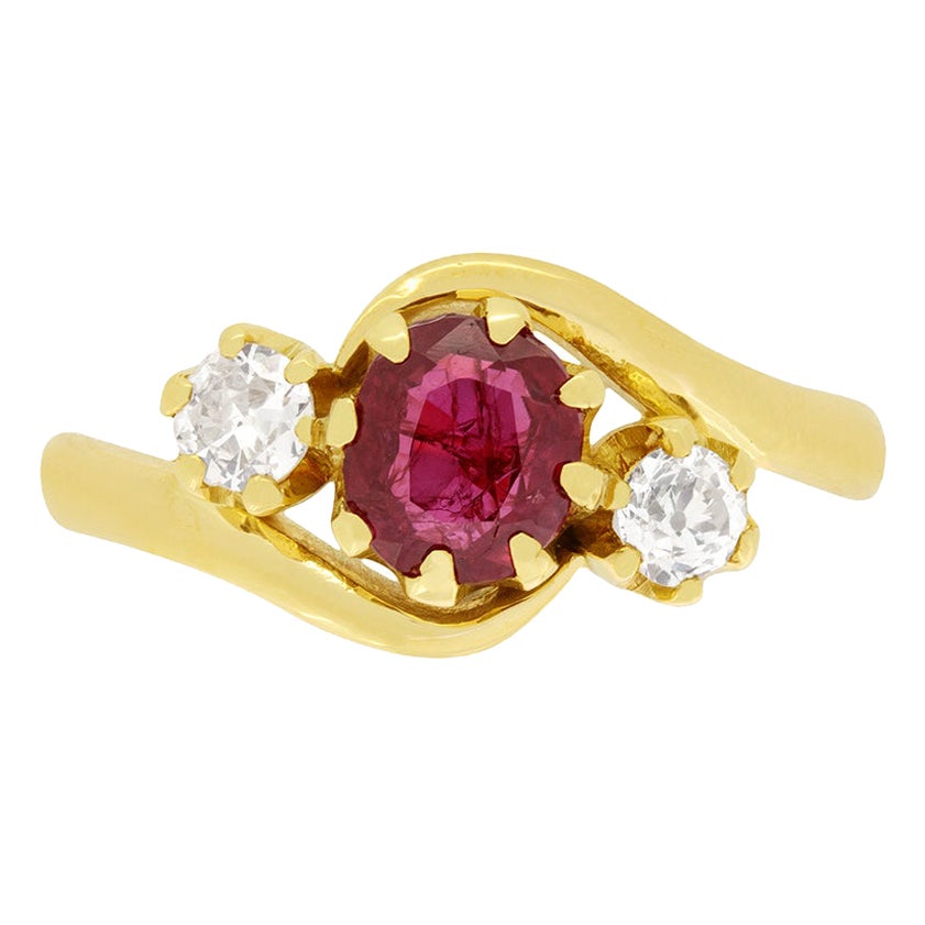 Victorian 1.00ct Ruby and Diamond Twist Ring, c.1880s