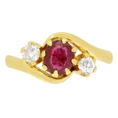 Victorian 1.00ct Ruby and Diamond Twist Ring, c.1880s