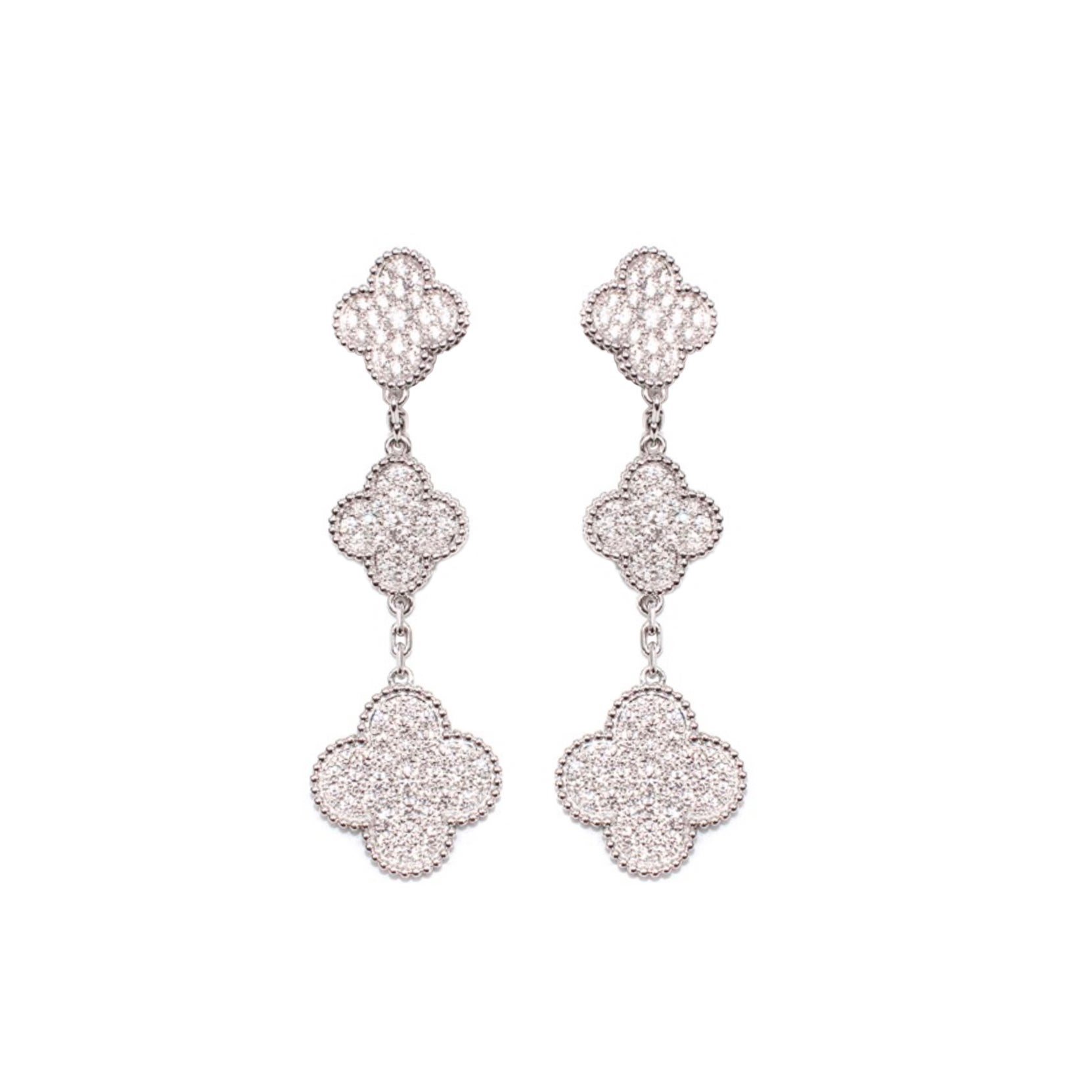 Van Cleef & Arpels Magic Alhambra White Gold & Diamond Earrings For Sale