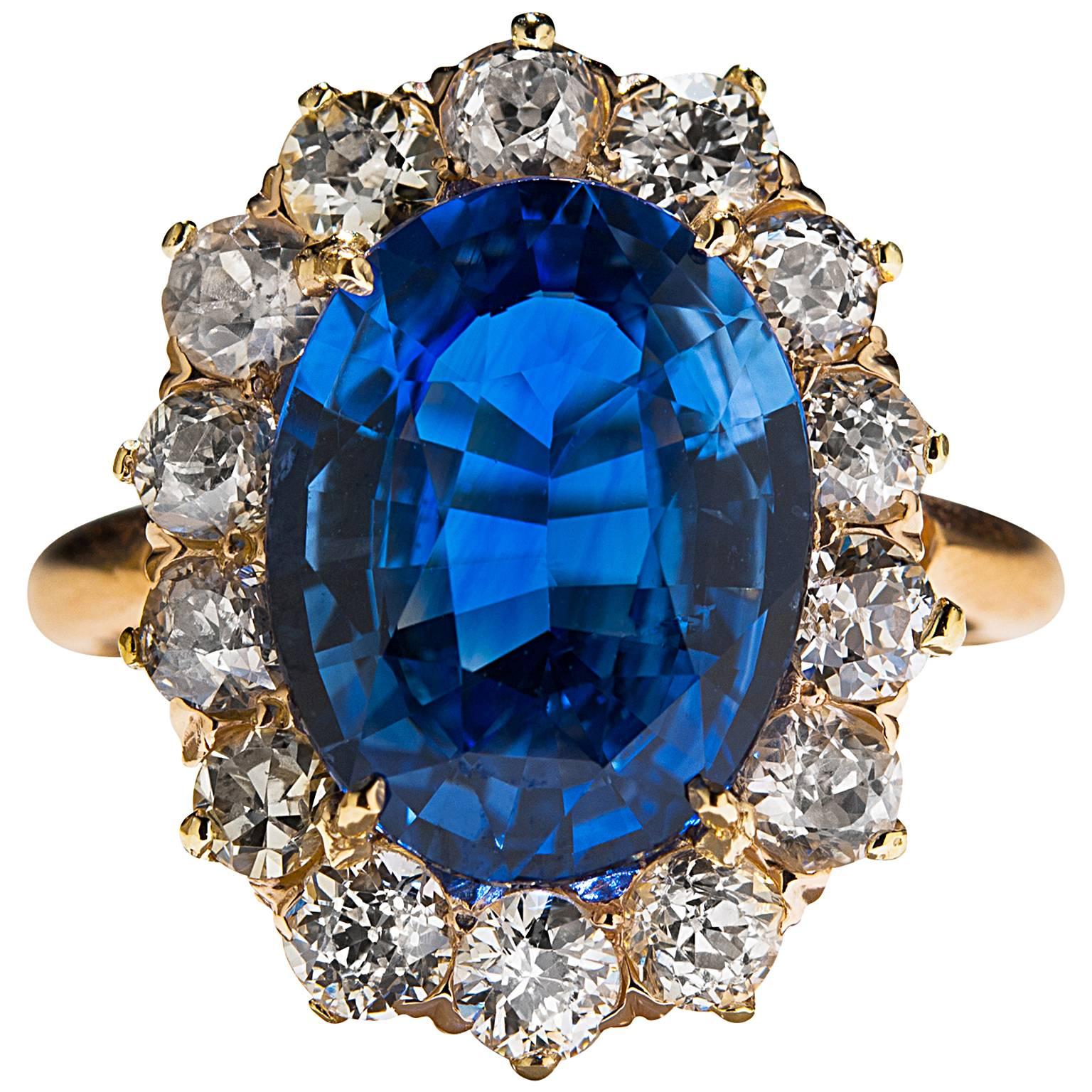 4.71 Carat Sapphire Diamond Gold Ring For Sale