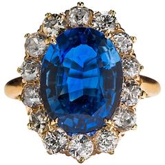 4.71 Carat Sapphire Diamond Gold Ring
