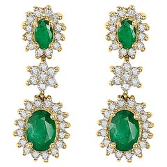Effy 14 Karat Yellow Gold Diamond & Emerald Earrings