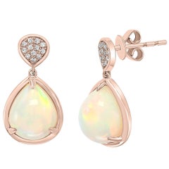 Effy 14 Karat Rose Gold Diamond & Opal Earrings