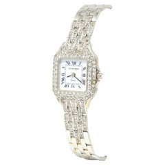 Montre Cartier Panthère en or blanc 18 carats avec diamant de seconde main