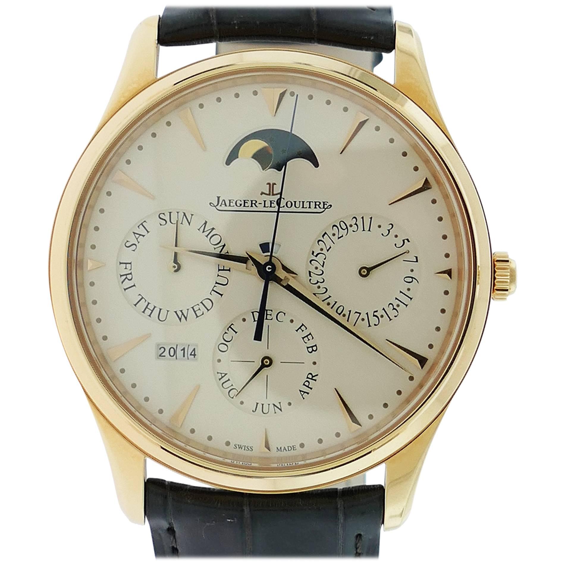 Jaeger LeCoultre Yellow Gold Master Ultra Thin Perpetual Wristwatch Ref 130252