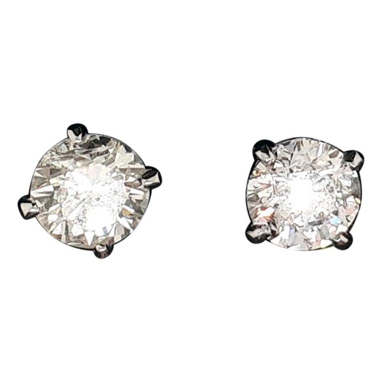 Brilliant-Cut Diamond Stud Earrings, 2.80 Carats