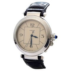Cartier Pasha Ref. 2730 Stainless Steel Black Leather Strap