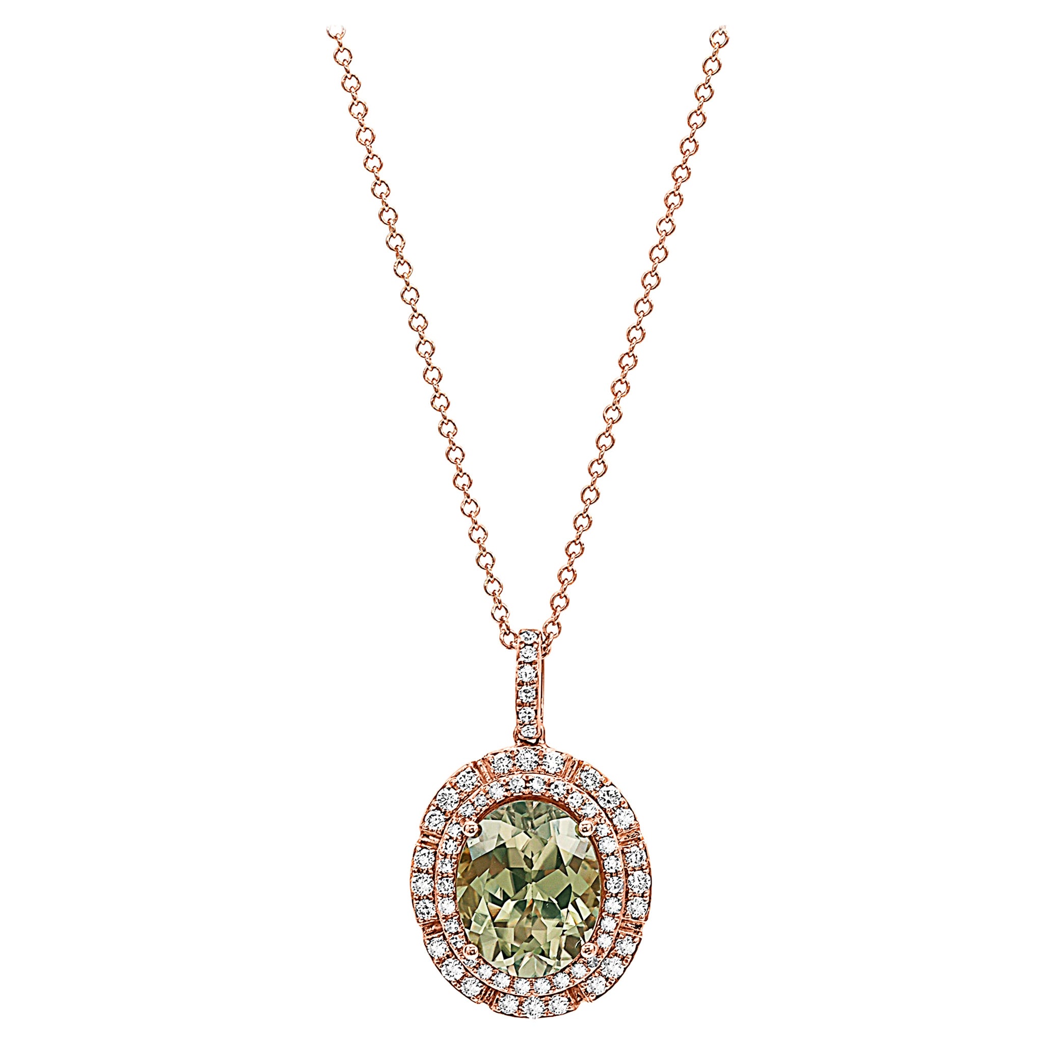 Effy 14 Karat Rose Gold Diamond & Caesarite Pendant For Sale