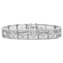 Vintage 0.70 Carats Total Open-Work Old European Cut Diamond Bracelet