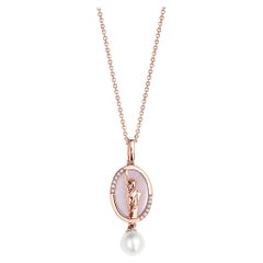 Effy 14 Karat Rose Gold Diamond & Pearl Pendant