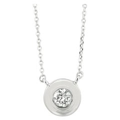 0.30 Carat Natural Diamond Bezel Necklace Pendant 14K White Gold