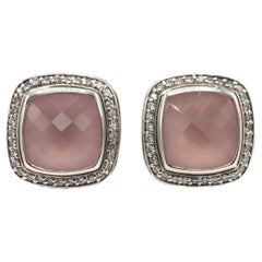 David Yurman Albion Rose Quartz & Diamant Boucles d'oreilles en argent sterling