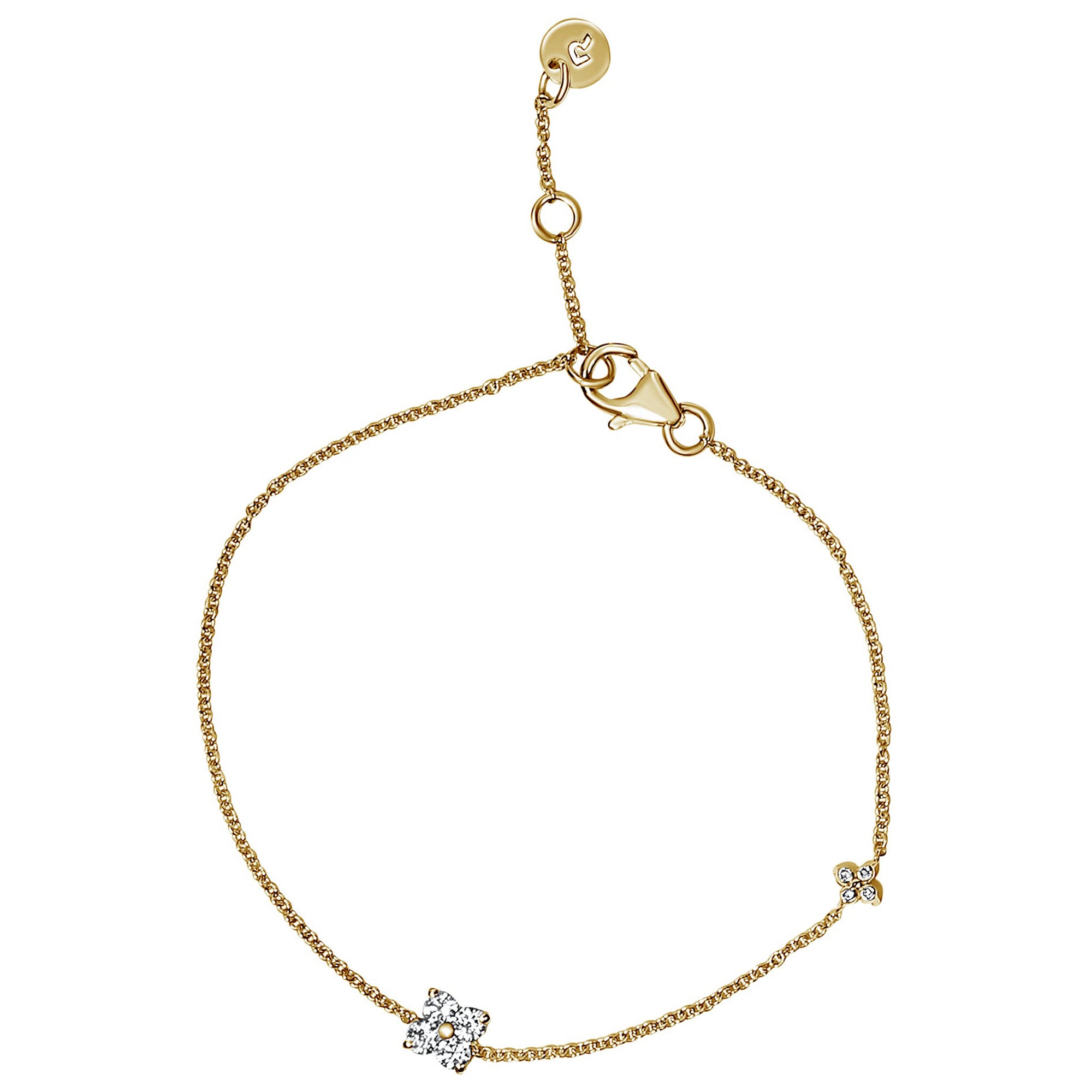 Shlomit Rogel Bracelet à pétales de fleurs en or jaune 14 carats et diamants de 0,24 carat en vente