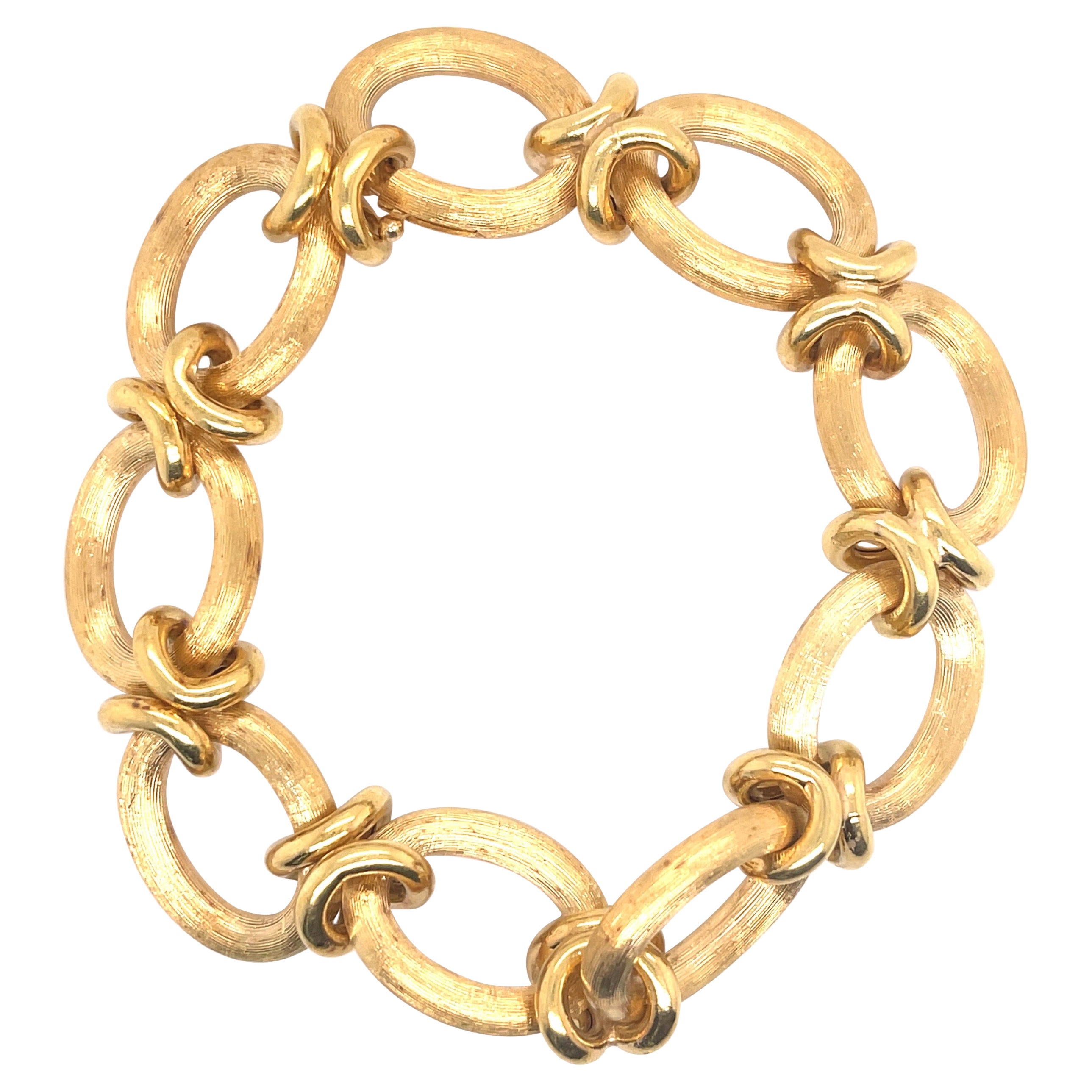 Gold Texture Link Satin Gold Bracelet 18K