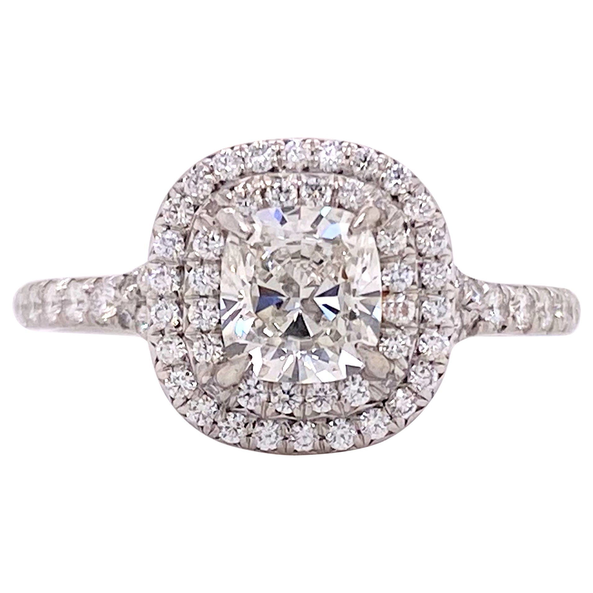 Tiffany & Co. Soleste Cushion Diamond 1.45 Tcw Platinum Engagement Ring