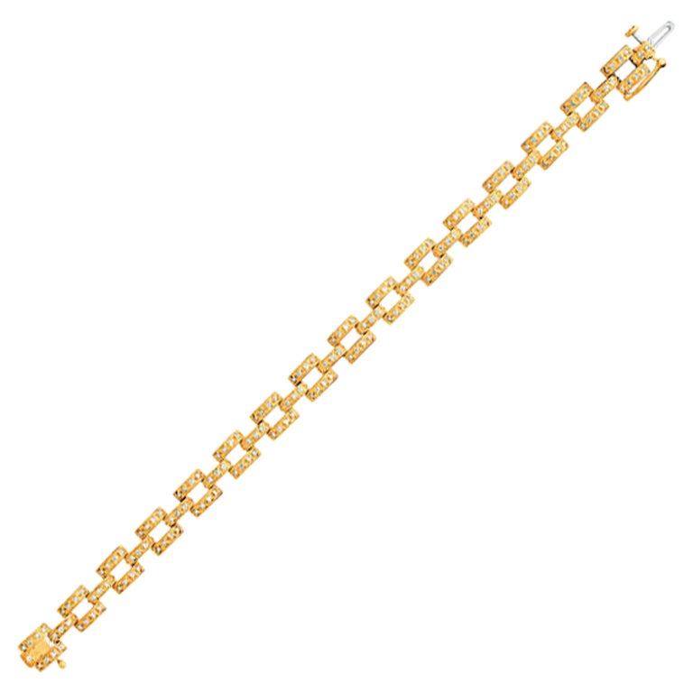 1.25 Carat Natural Diamond Bracelet G SI 14K Yellow Gold For Sale