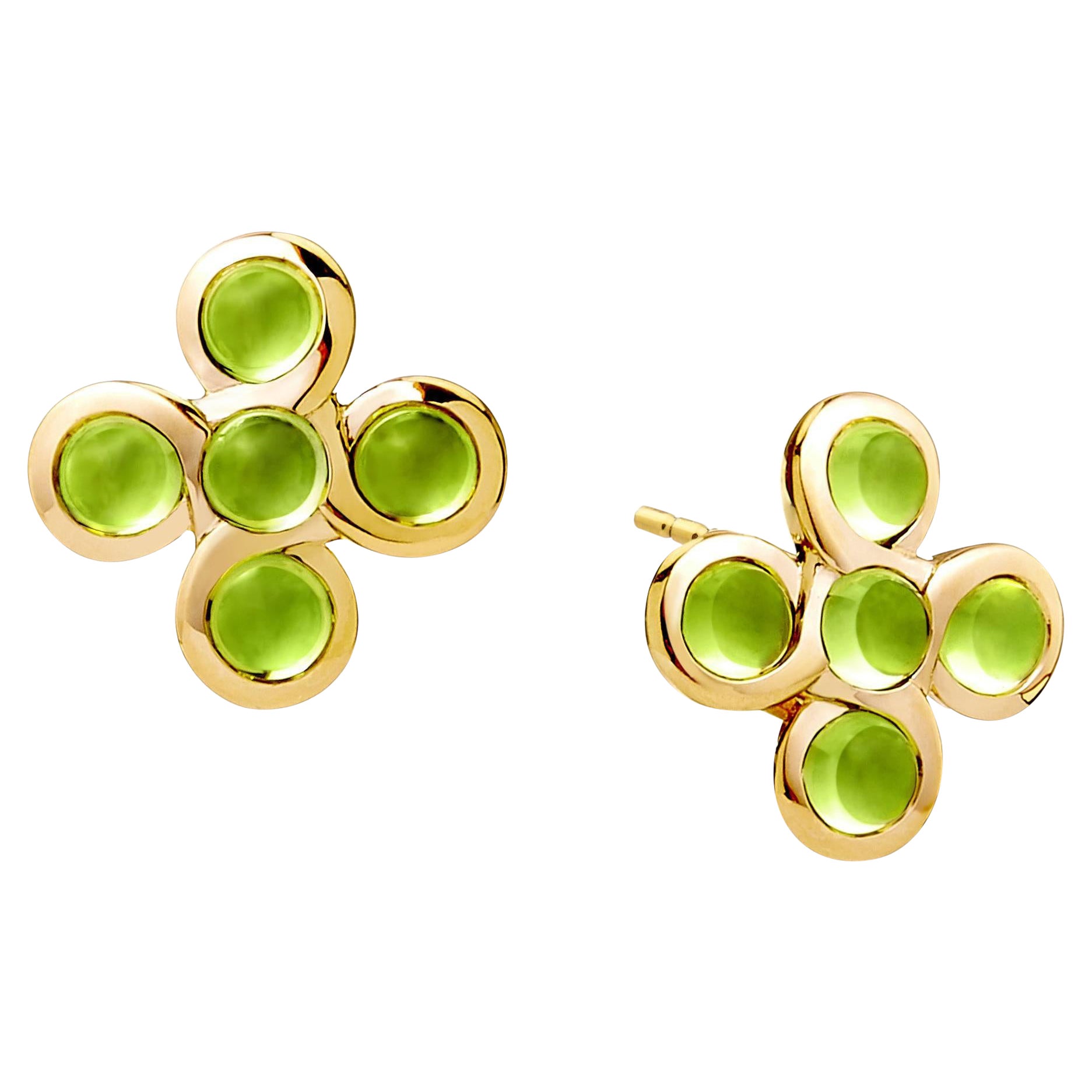 Syna Yellow Gold Jardin Peridot Earrings For Sale