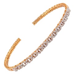 14 Karat Gold Diamond Floral Bangle Bracelet