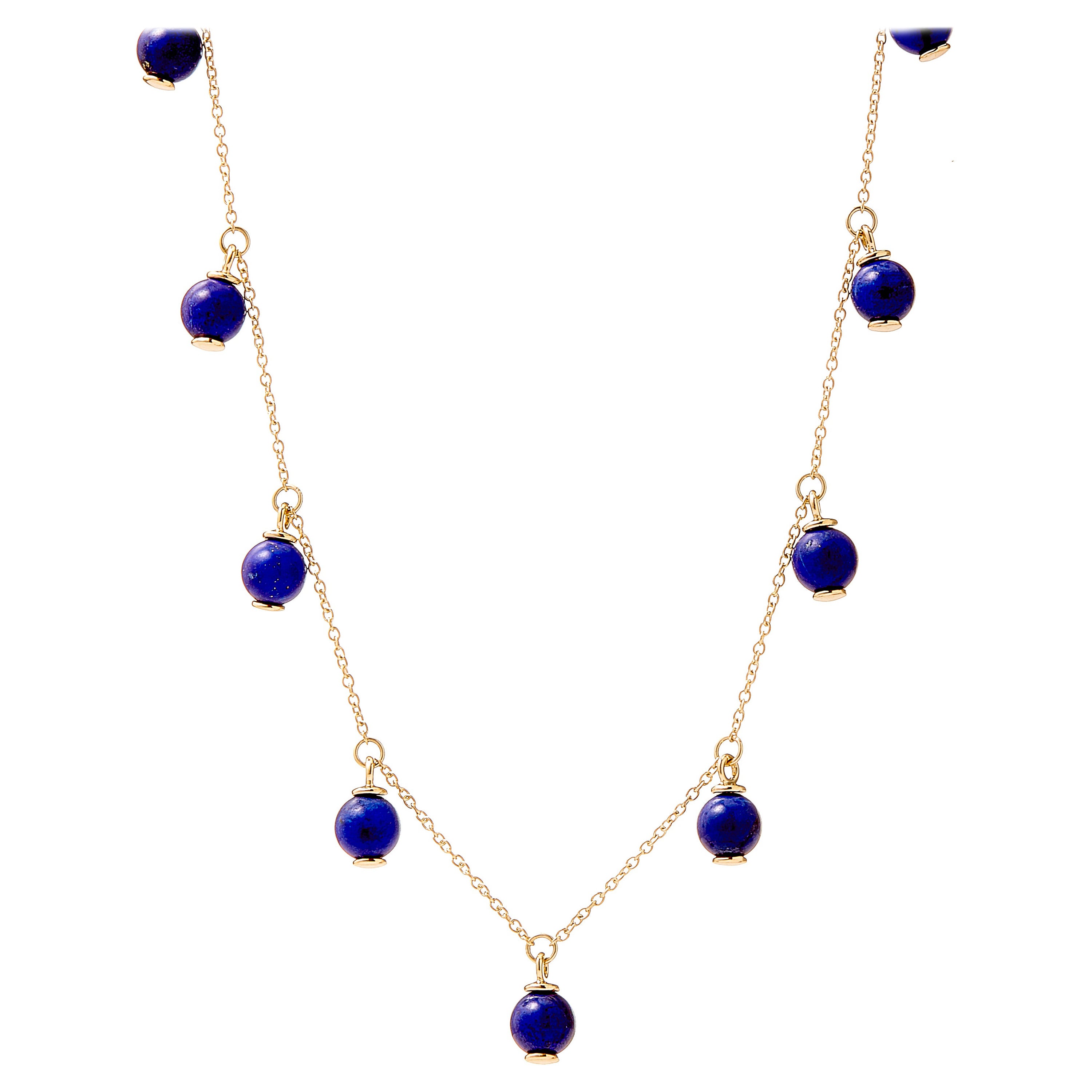 Syna Lapis Lazuli Yellow Gold Bead Necklace