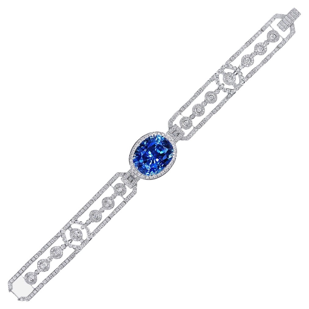Emilio Jewelry Certified 23.00 Carat Untreated Sapphire Bracelet   For Sale