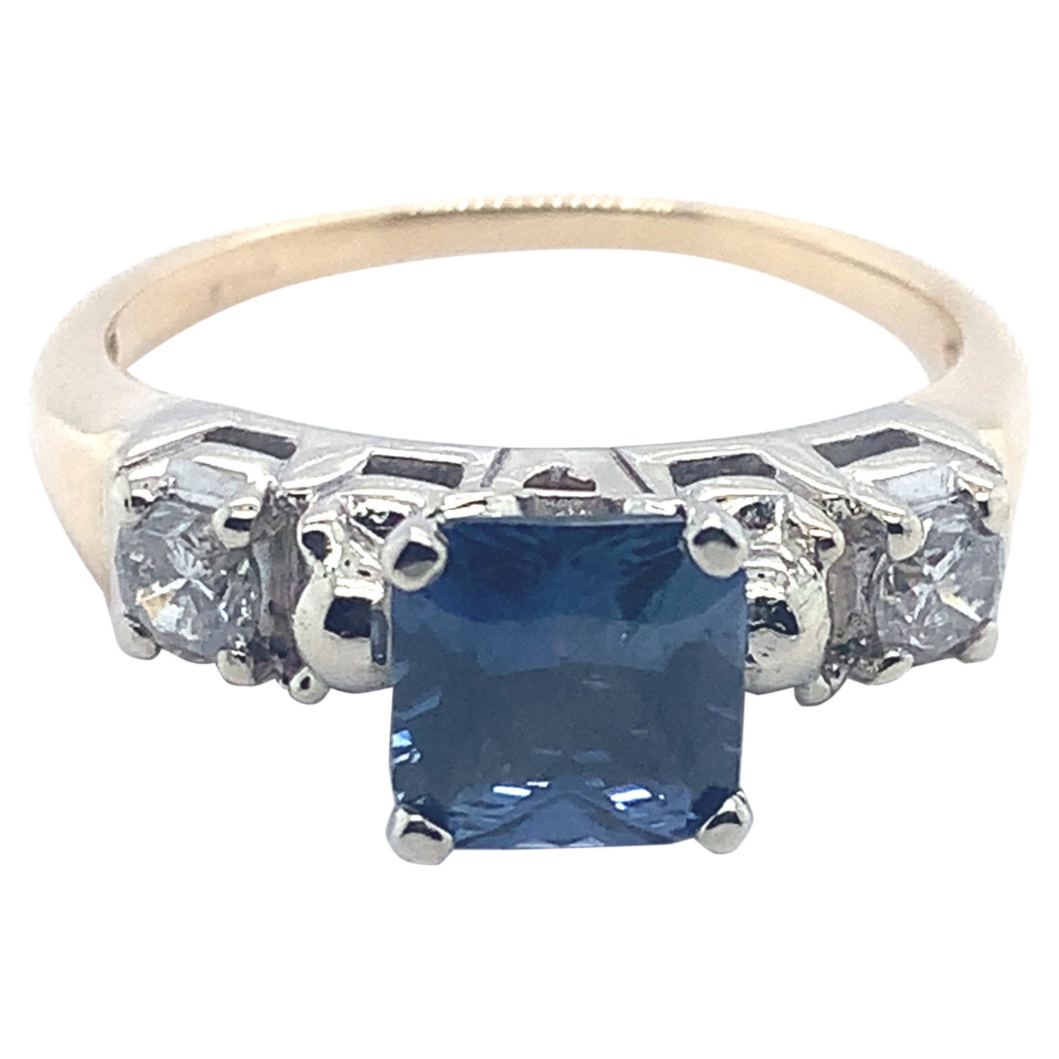 14K Gold 1.32 Carat Blue Sapphire & Diamond Ring #J5229