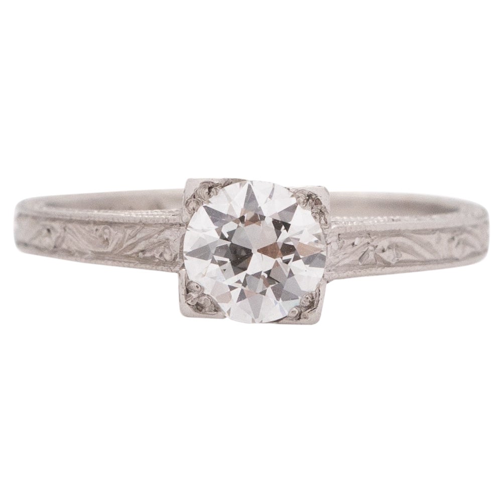 .55 Carat Art Deco Diamond Platinum Engagement Ring For Sale