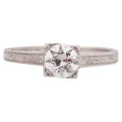 Antique .55 Carat Art Deco Diamond Platinum Engagement Ring