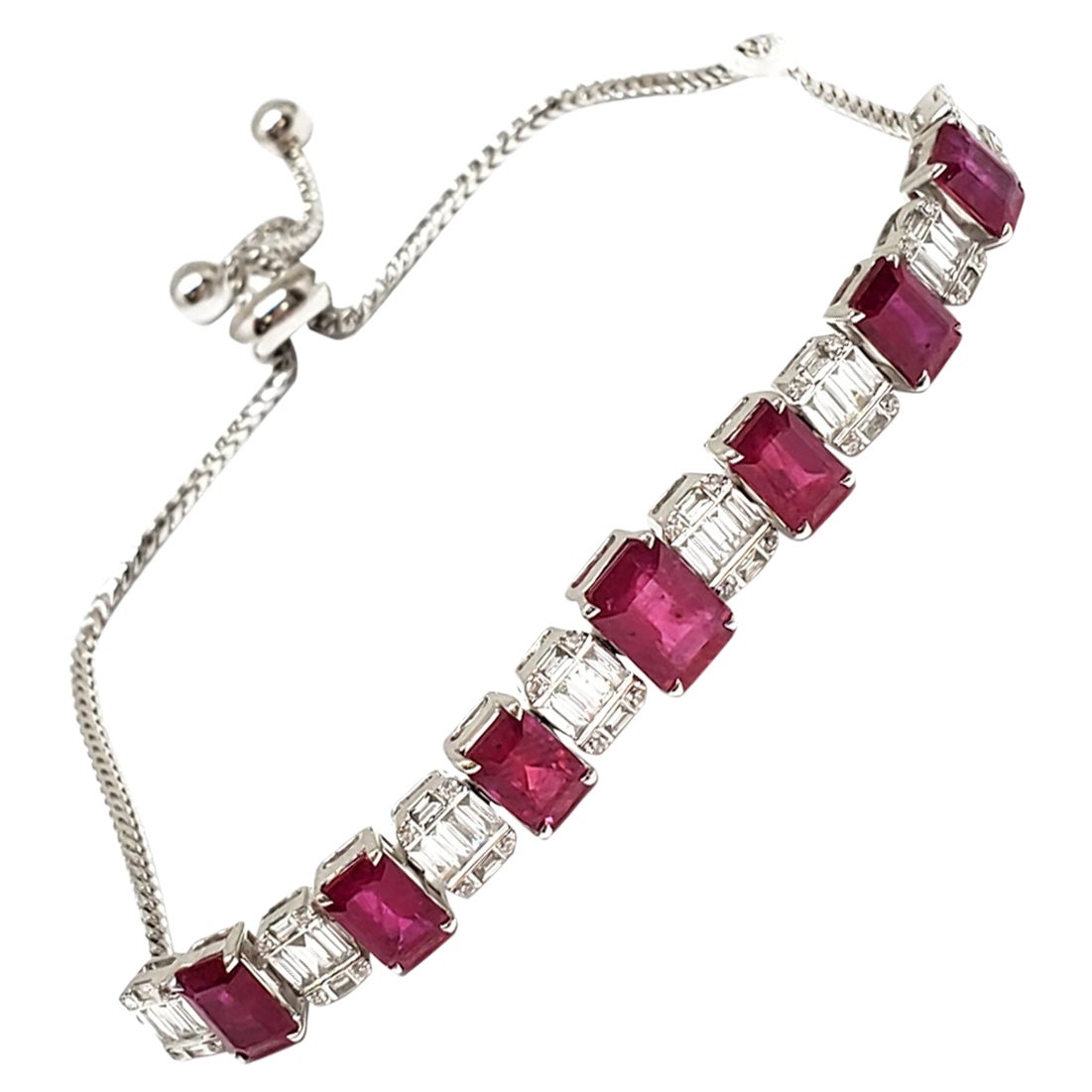 Andreoli 5.52 Carat Ruby Diamond 18 Karat White Gold Bracelet For Sale