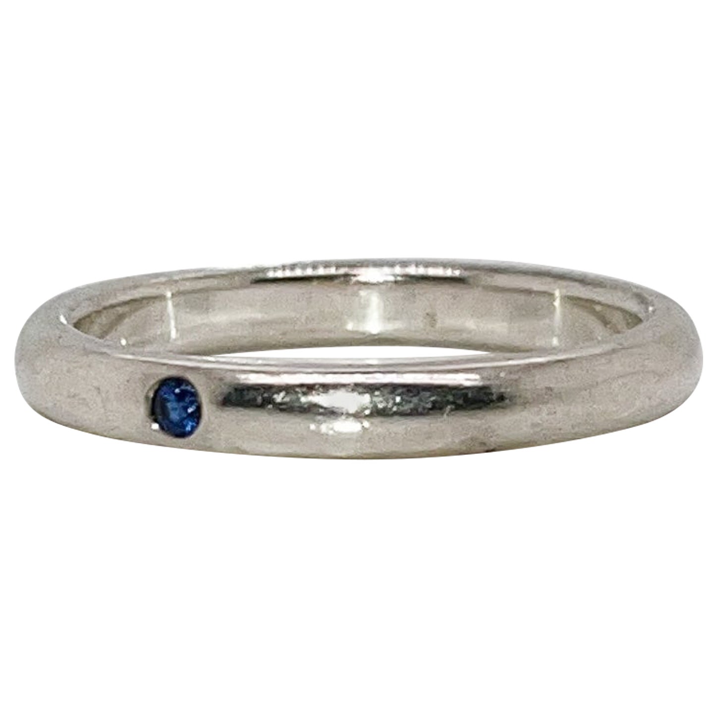 Tiffany & Co. Elsa Peretti Sapphire & Sterling Silver Stacking Band Ring  For Sale