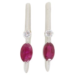 Diamond & Ruby Knife Edge Earrings
