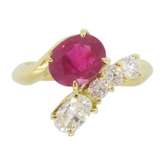 Ruby and Diamond Bypass Ring