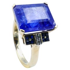 18ct Yellow Gold Tanzanite, Sapphire & Diamond Ring