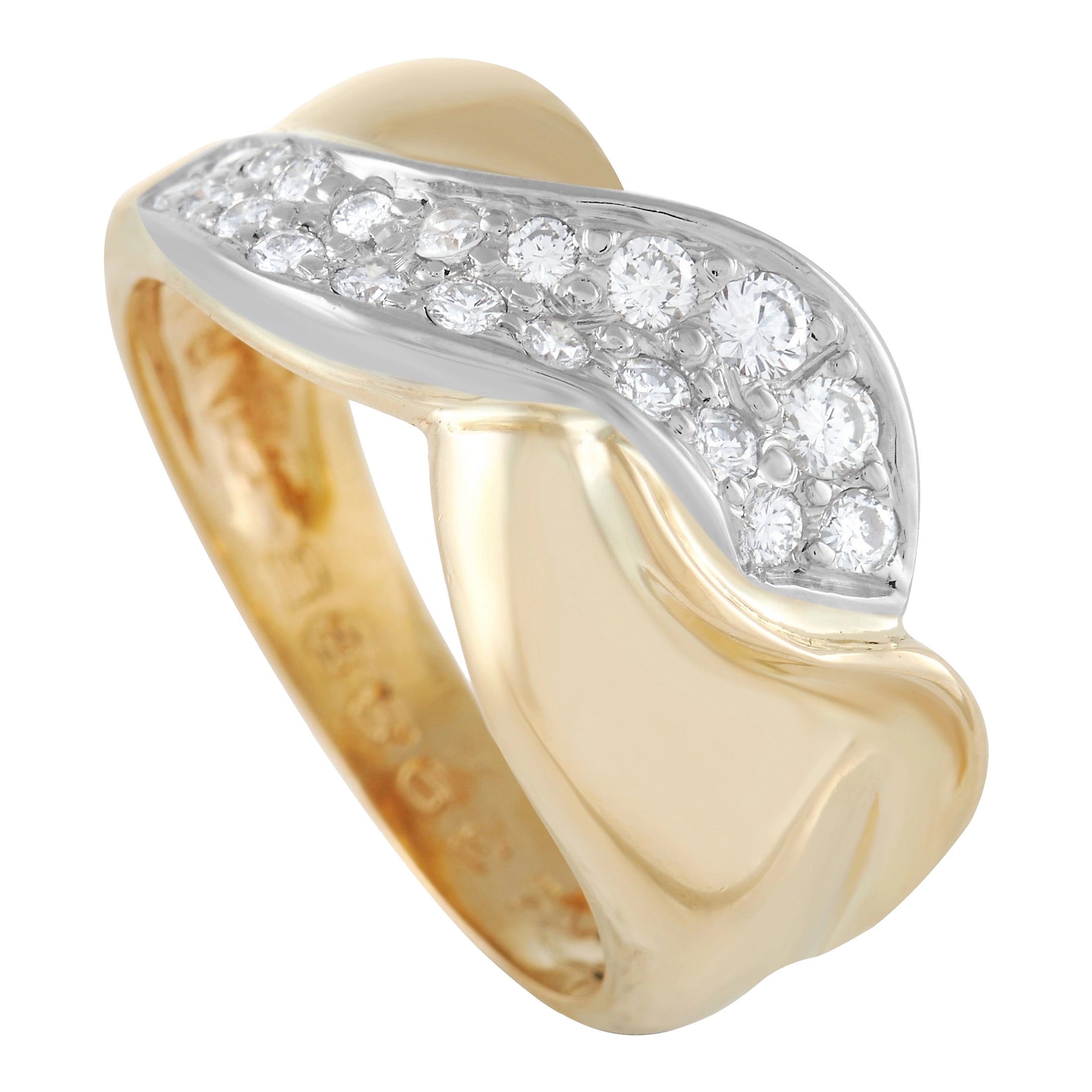 Chaumet 18K Yellow Gold 0.30 Ct Diamond Cocktail Ring