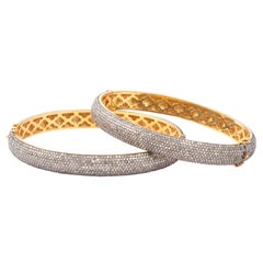 Bracelet en or et argent sterling 925 avec diamants taille unique de 14,65 carats