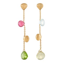 Marco Bicego Paradise 18K Yellow Gold Multi Gemstone Dangle Earrings