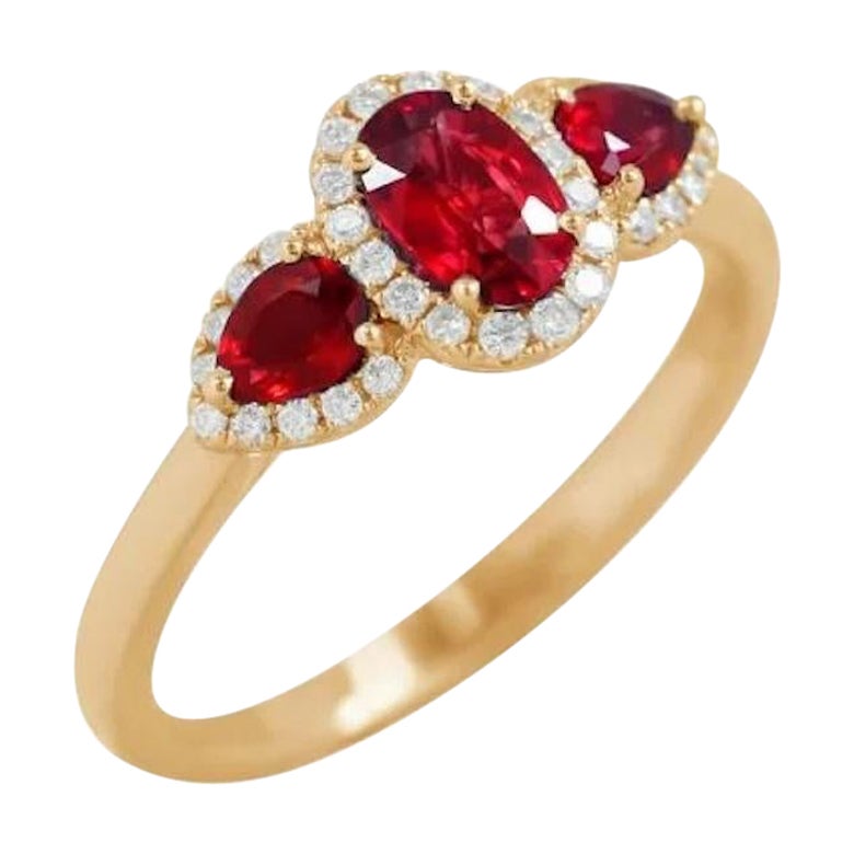 Fancy Every Day Ruby Diamond Rose Gold Ring for Her For Sale