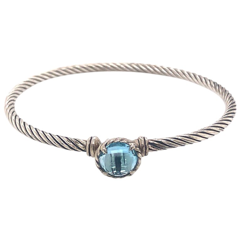 David Yurman Chatelaine Cable Bracelet with Blue Topaz in Sterling Silver