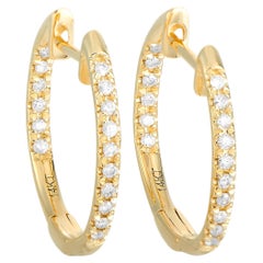 LB Exclusive 14K Yellow Gold 0.25 Ct Diamond In-Out Hoop Earrings
