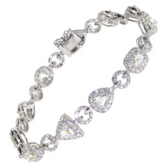 3.59 Carat Rose Cut Diamond Bracelet in 18K White Gold